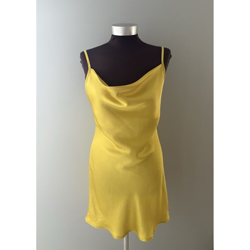 Sbetro Slip Dress Size Small Gold Silky Spaghetti Strap Forest Fairy Whimsigoth